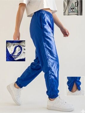 Vintage Casual Isle Royal Blue Nylon Windbreaker Track Pants Size Small